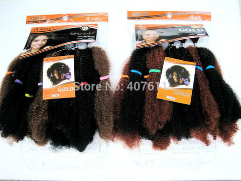 noble gold 100%KANEKALON synthetic bulk hair braiding hair extension afro kinky curly braids 2pcs/lot-free shipping
