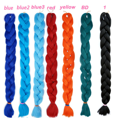 solid color braiding hair  one piece 82 inch Synthetic High Temperature Fiber 165g  pure color Braid Hair Extensions free shipping