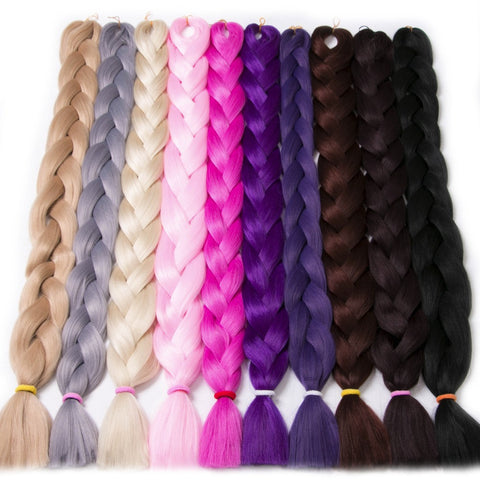 solid color braiding hair  one piece 82 inch Synthetic High Temperature Fiber 165g  pure color Braid Hair Extensions free shipping
