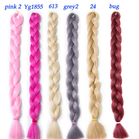 solid color braiding hair  one piece 82 inch Synthetic High Temperature Fiber 165g  pure color Braid Hair Extensions free shipping
