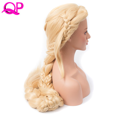 Cosplay wig  Princess 3X Braided Extra Long 140cm Blonde Color Synthetic long briad Wig