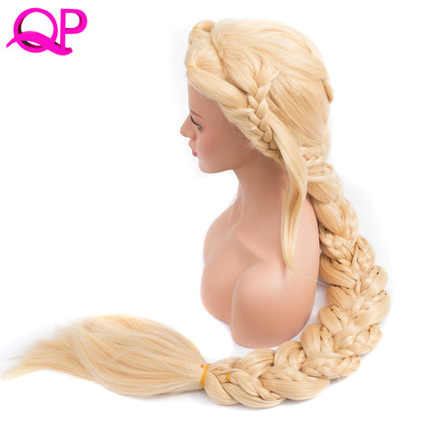 Cosplay wig  Princess 3X Braided Extra Long 140cm Blonde Color Synthetic long briad Wig