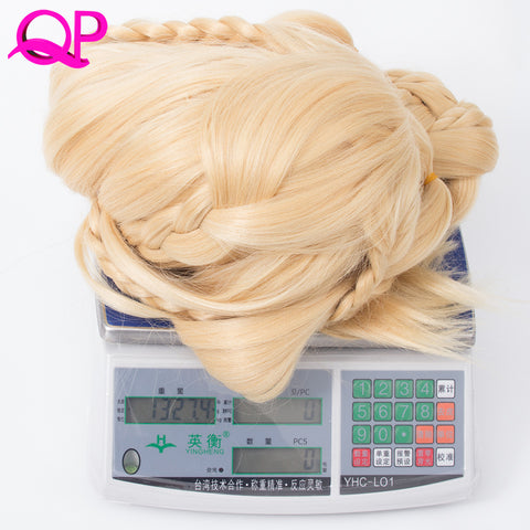 Cosplay wig  Princess 3X Braided Extra Long 140cm Blonde Color Synthetic long briad Wig