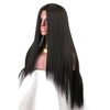 Lace Front Synthetic Wigs For Black Women Italian Yaki Straight Natural Heat Resistant Middle Part Wigs Long Black Hair