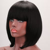 Short Bob Straight Yaki Synthetic Wigs Lace Front With Bang For Black Women Heat Resistant Natural Fiber Hair Afro Wigs