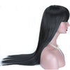 Long Kinky Straight None Lace Wigs Synthetic With Bang For Black Women High Temperature Machine Made Natural Afro Wigs