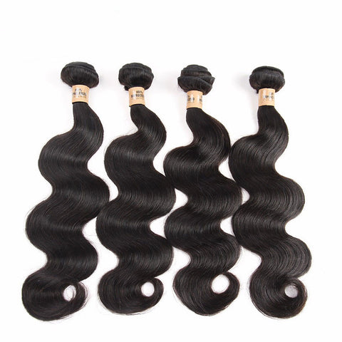 Qp Hair Product1Bundle/lot Unprocessed Brazilian Virgin Hair 1B Human Hair Extension 12-28 inches Brazilian Body Wave