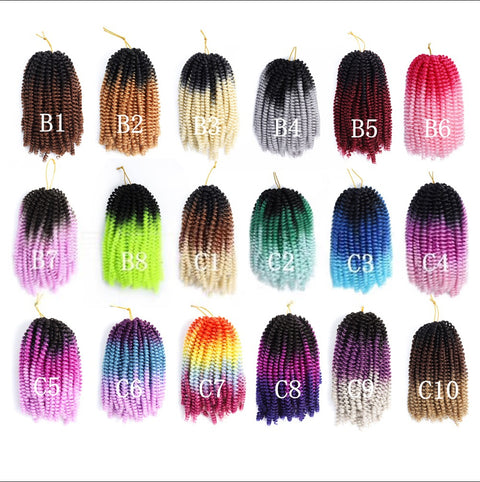 Short Ombre Jamaican Bounce Fluffy Spring Twist Hair Extensions  Synthetic Passion Twist Crochet Hair